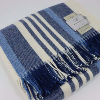 Bronte by Moon Whitstable Wool Throw Harbour Blue 185cm x 145cm