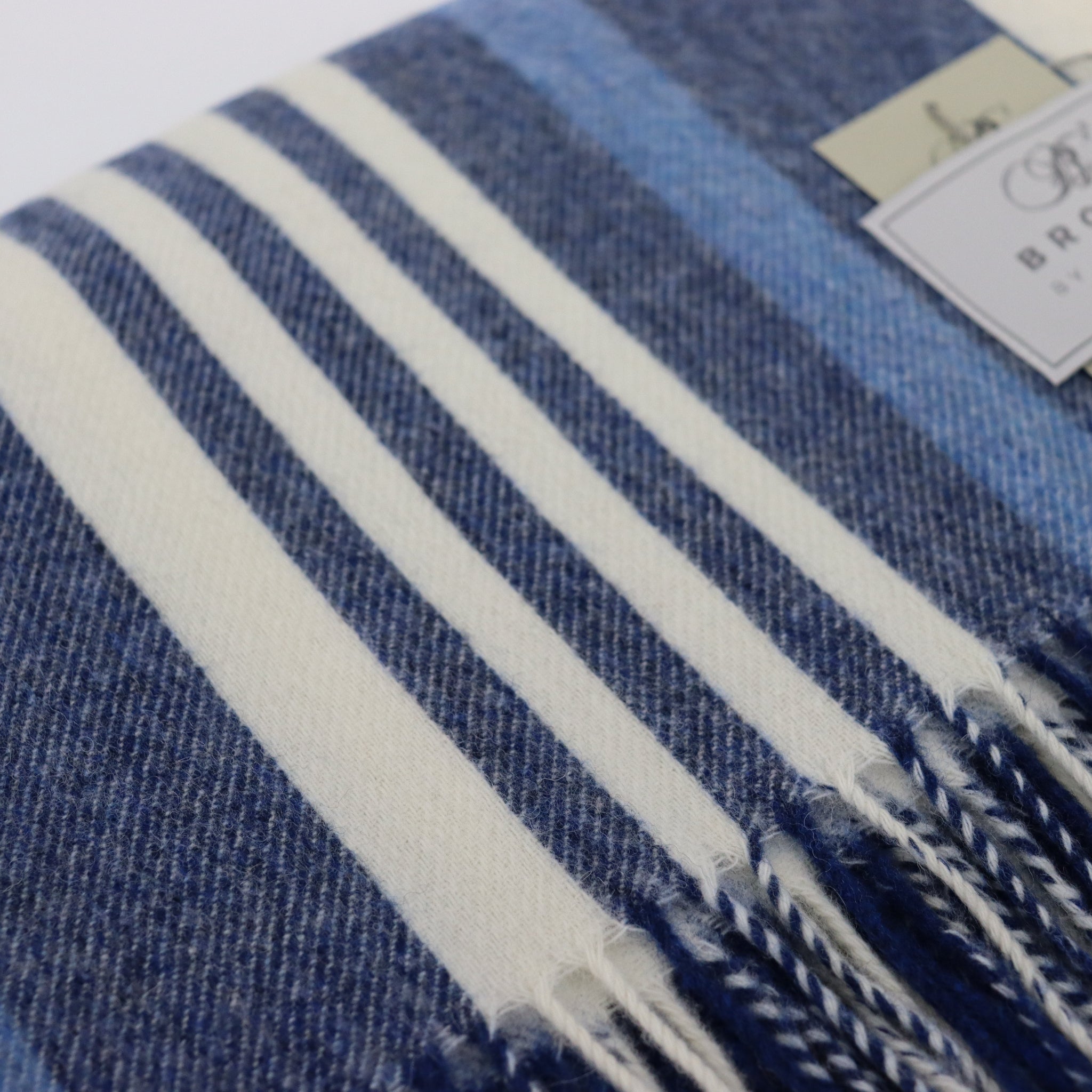 Bronte by Moon Whitstable Wool Throw Harbour Blue close up