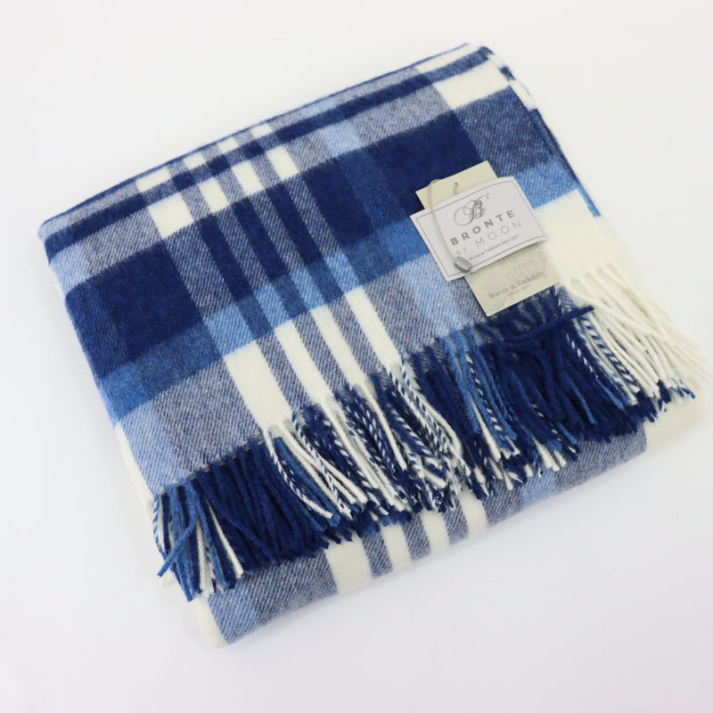 Bronte by Moon Lulworth Wool Throw Harbour Blue 185cm x 140cm