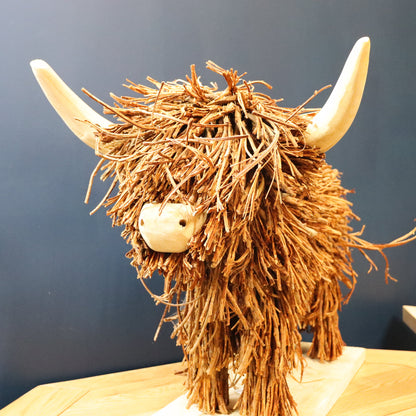 Voyage Maison Hewie Highland Cow Wooden Sculpture Small