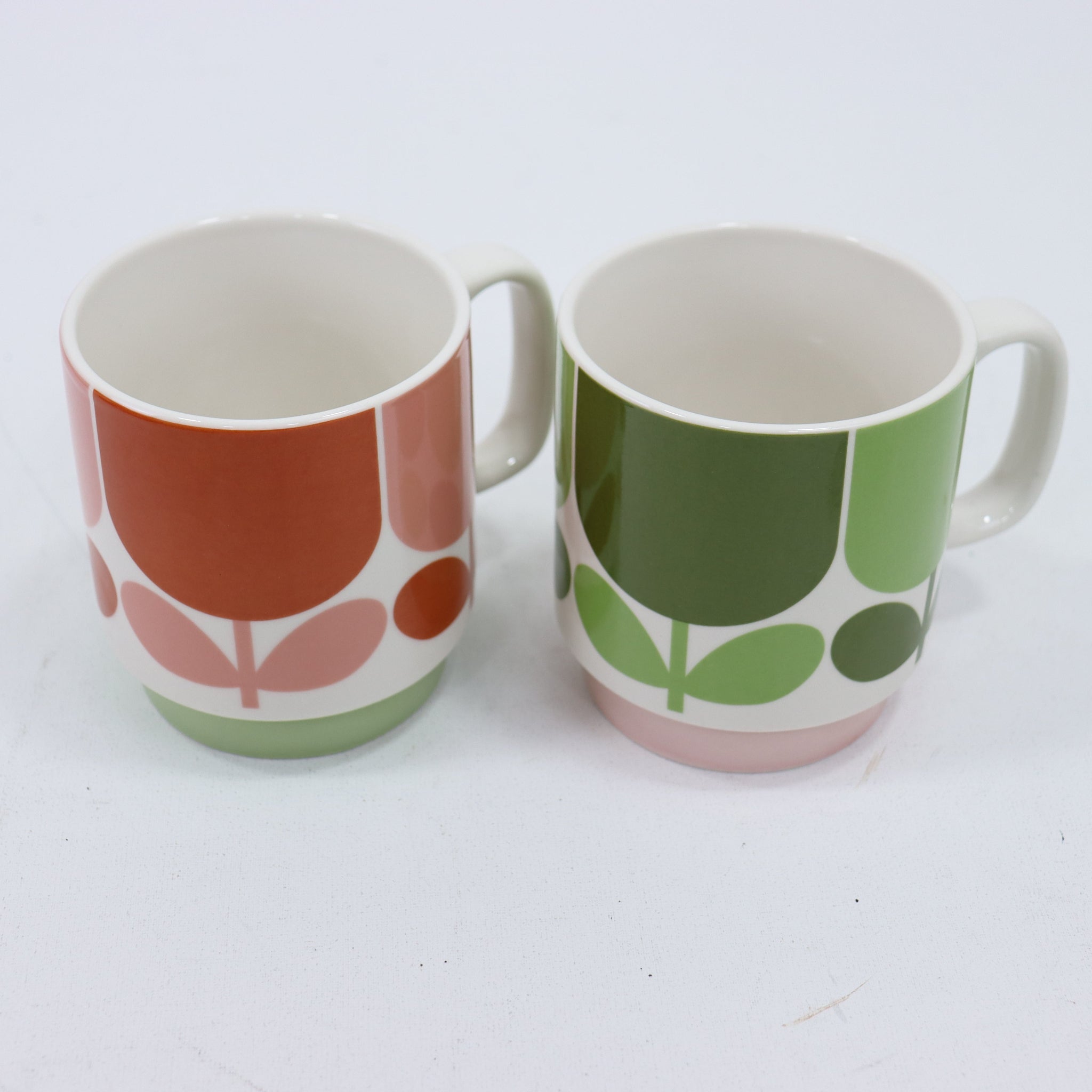 Orla Kiely pair stacking mugs tomato &amp; fern 