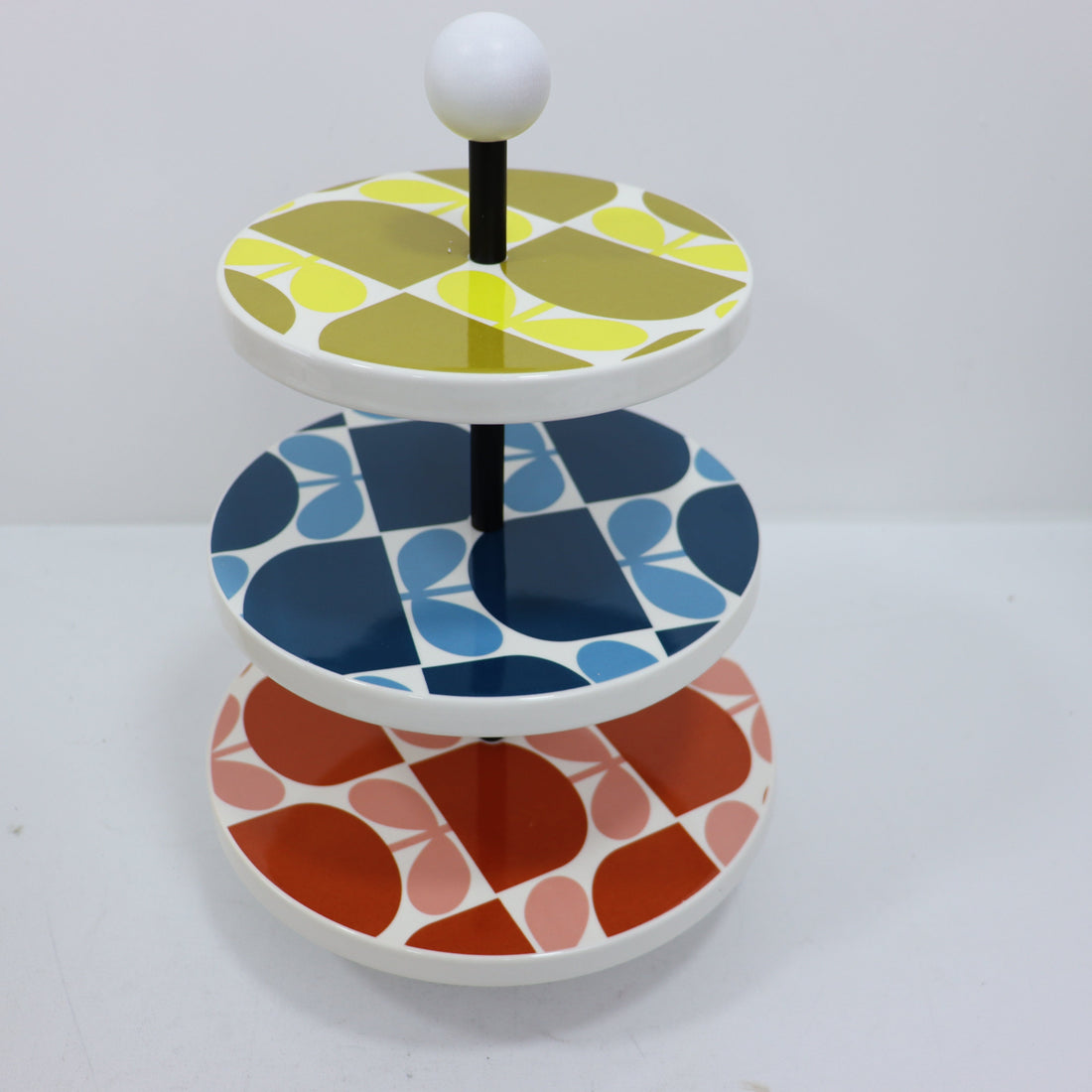 Orla Kiely 3 Tier Ceramic Cake Stand Block Flower SECONDS