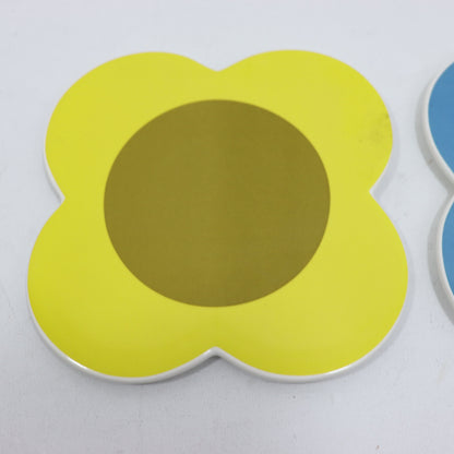 Orla Kiely Set of Two Ceramic Trivets Sunflower Yellow &amp; Sky Blue SECONDS