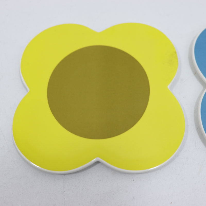 Orla Kiely Set of Two Ceramic Trivets Sunflower Yellow & Sky Blue SECONDS