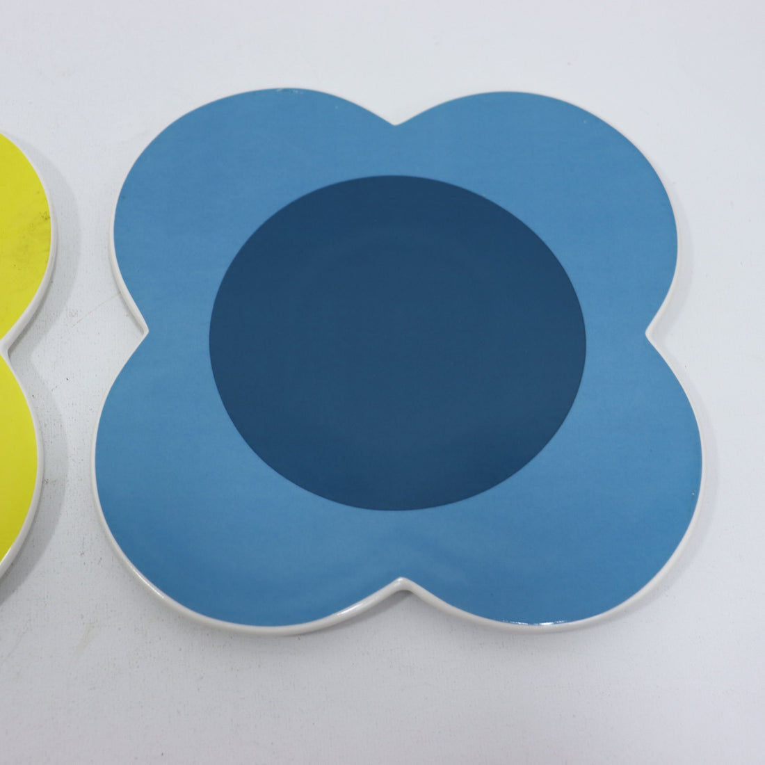 Orla Kiely Set of Two Ceramic Trivets Sunflower Yellow &amp; Sky Blue SECONDS