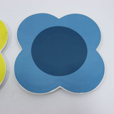 Orla Kiely Set of Two Ceramic Trivets Sunflower Yellow & Sky Blue SECONDS