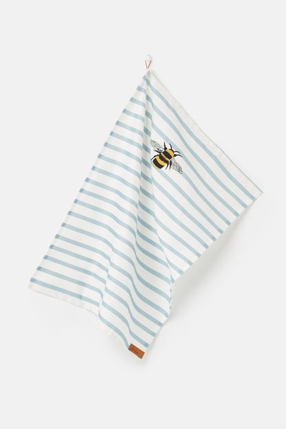 Joules Stripe &amp; Honeycomb Cotton Tea Towels Set of 3 Yellow/Blue