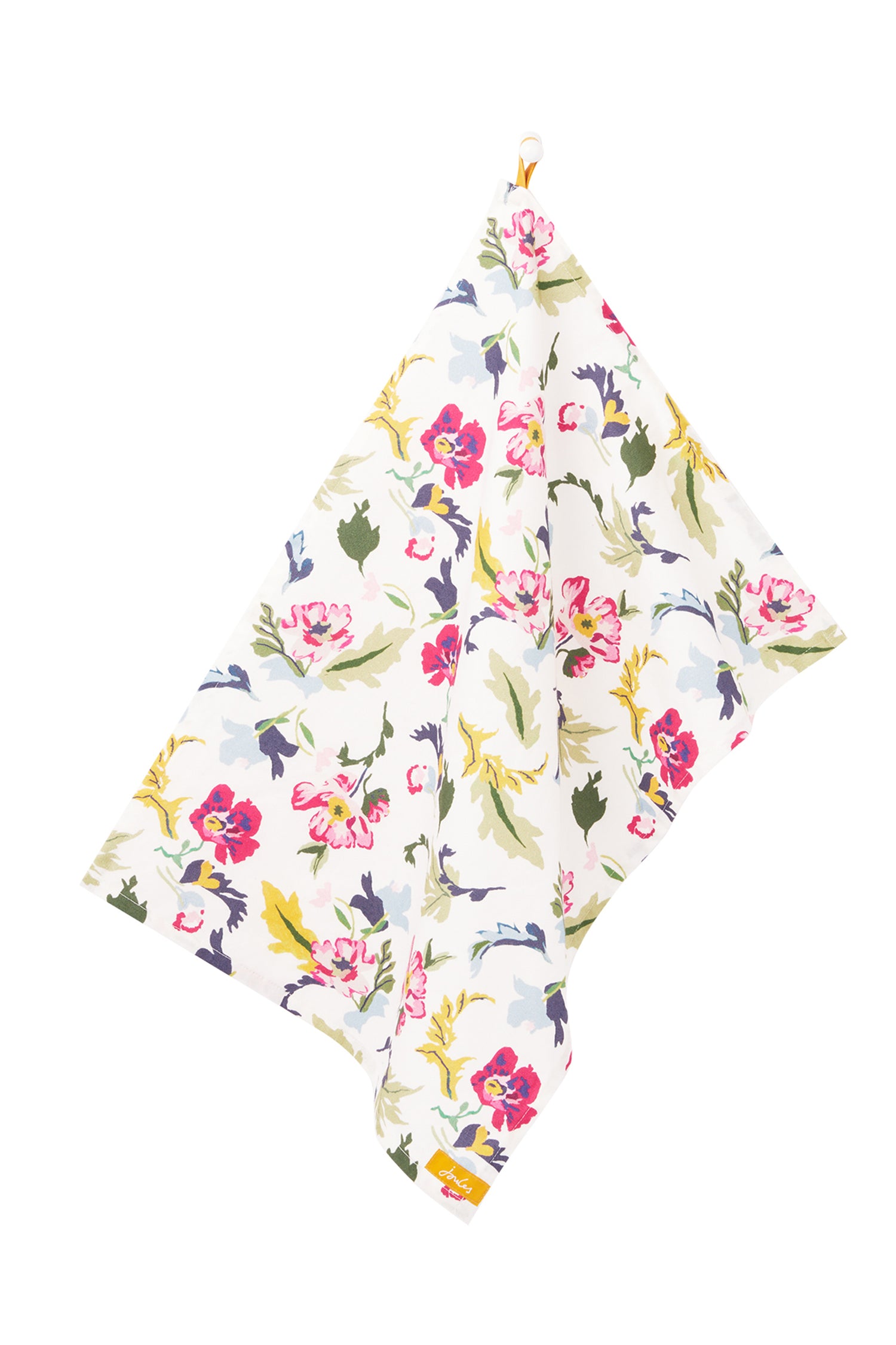 Joules Floral &amp; Striped Cotton Tea Towels, Set of 3, Pink/Multi