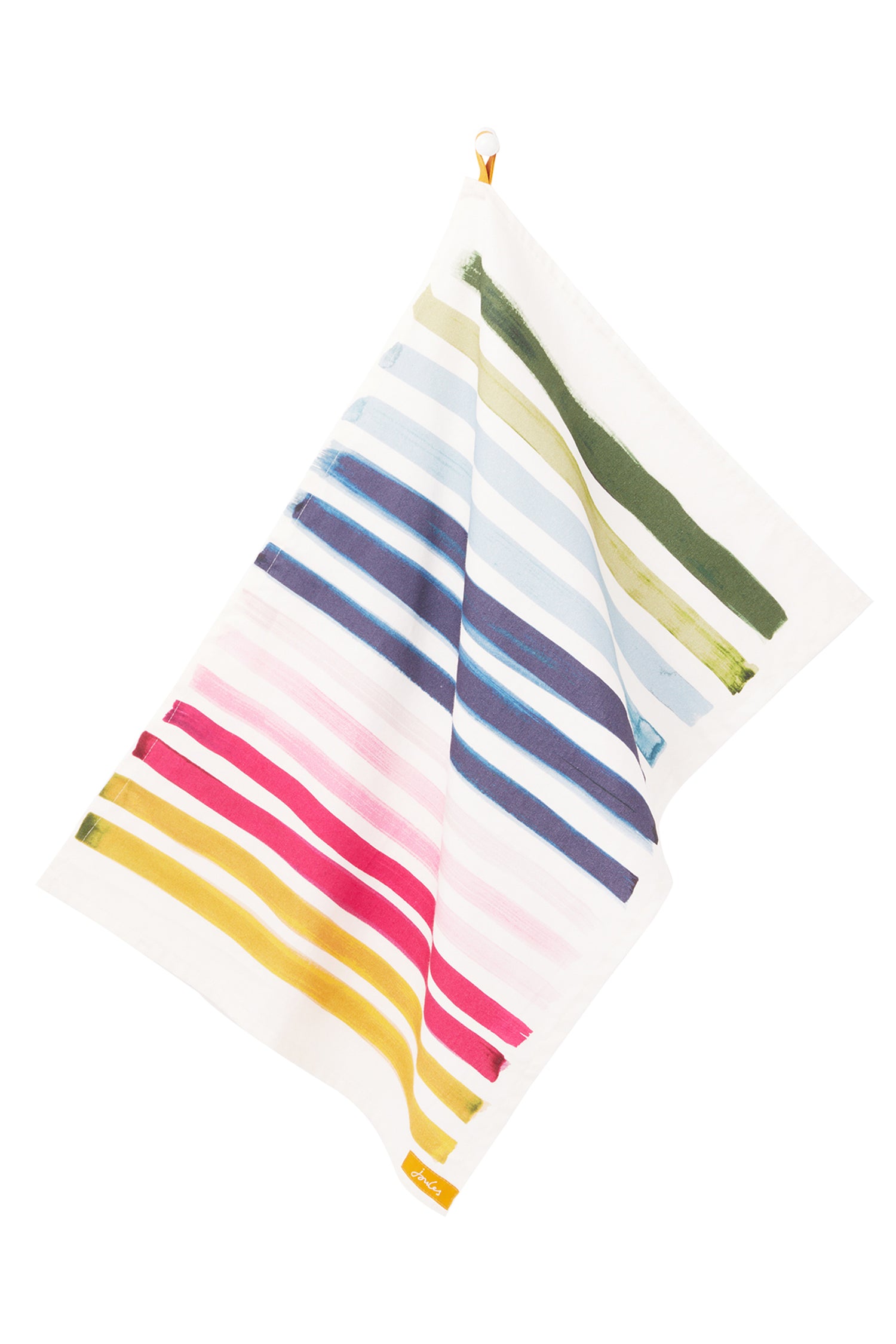 Joules Floral &amp; Striped Cotton Tea Towels, Set of 3, Pink/Multi