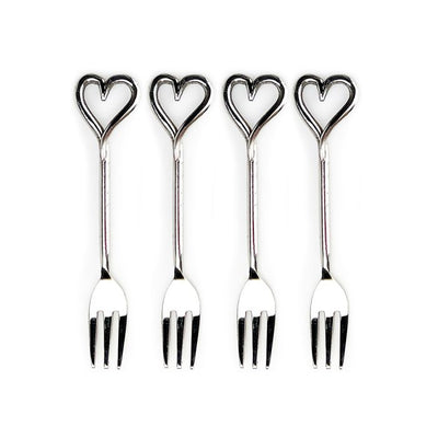 Just Slate Company Stainless Steel Love Heart Pastry Forks