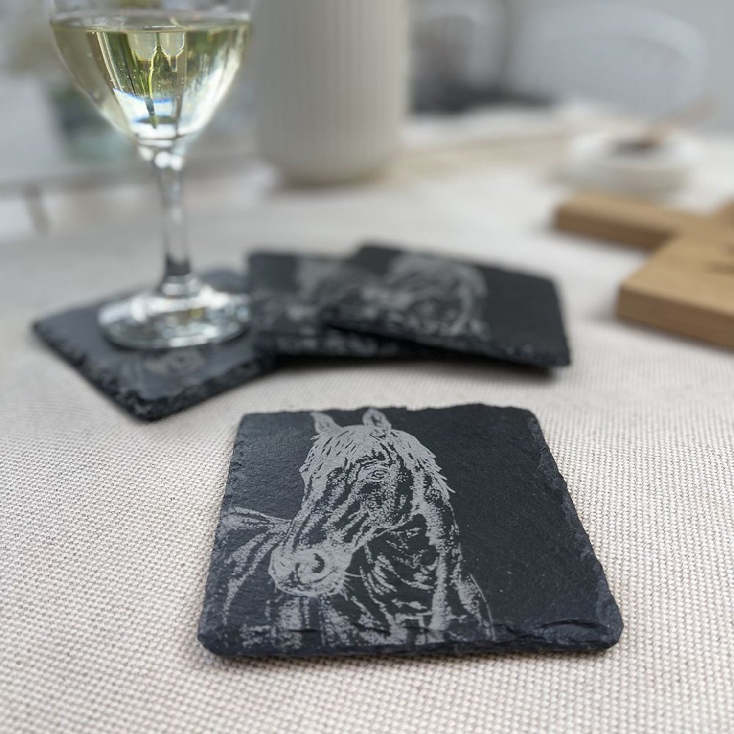 Selbrae House Horse Portrait Slate Coasters x 4