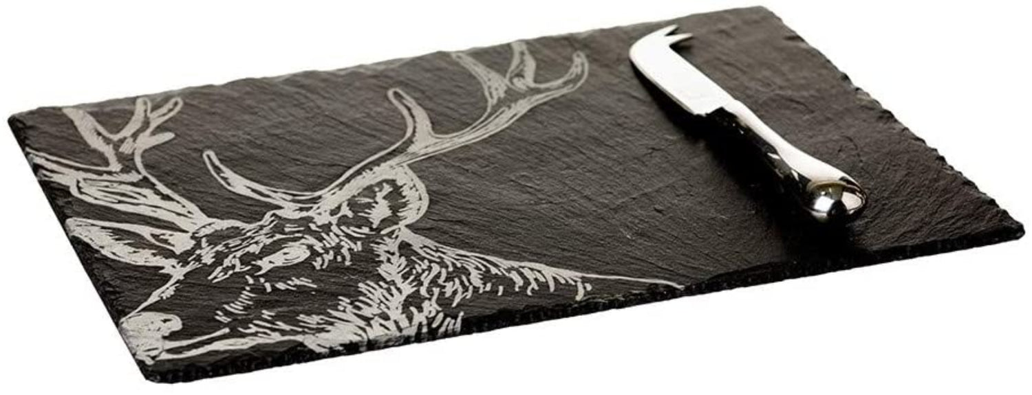 Selbrae House Stag Cheese Board &amp; Knife Gift Set