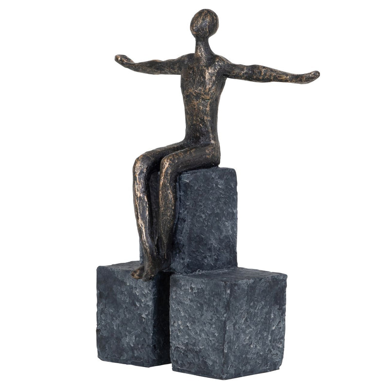 Libra Bronze Blocks Sitting Woman Sculpture