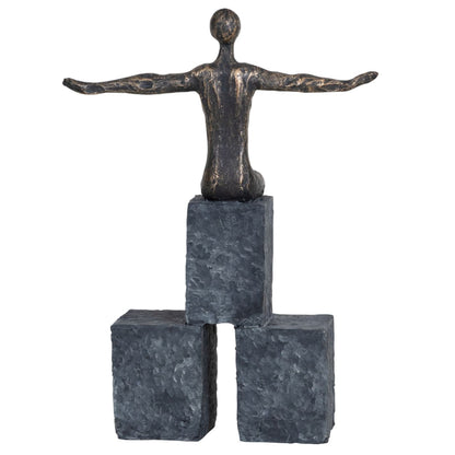 Libra Bronze Blocks Sitting Woman Sculpture