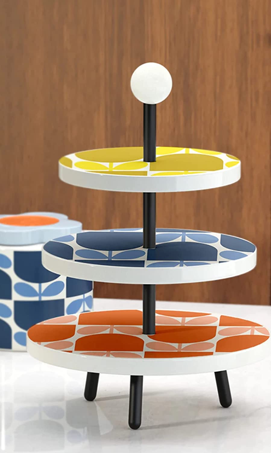 Orla Kiely 3 Tier Ceramic Cake Stand Block Flower