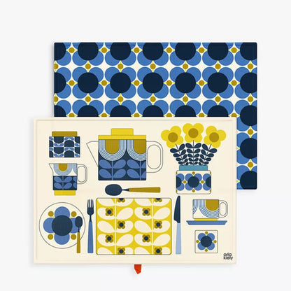 Orla Kiely Afternoon Tea Blue Set of Two Tea Towels