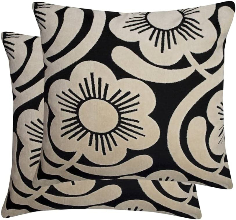 Orla Kiely Apple Blossom Velvet Cushion Noir 50x50cm