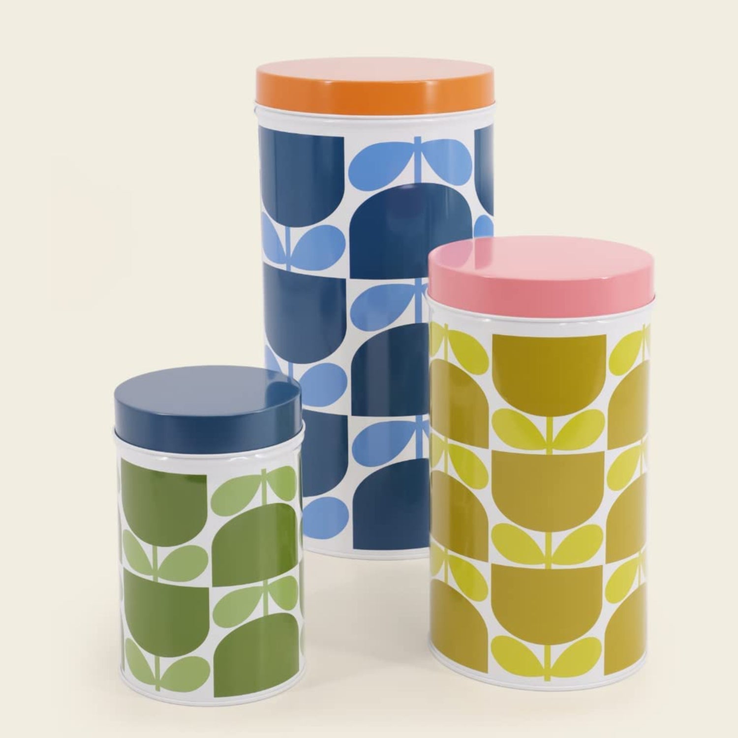 Orla Kiely Nesting Canisters in Block Flower Print - Set of 3