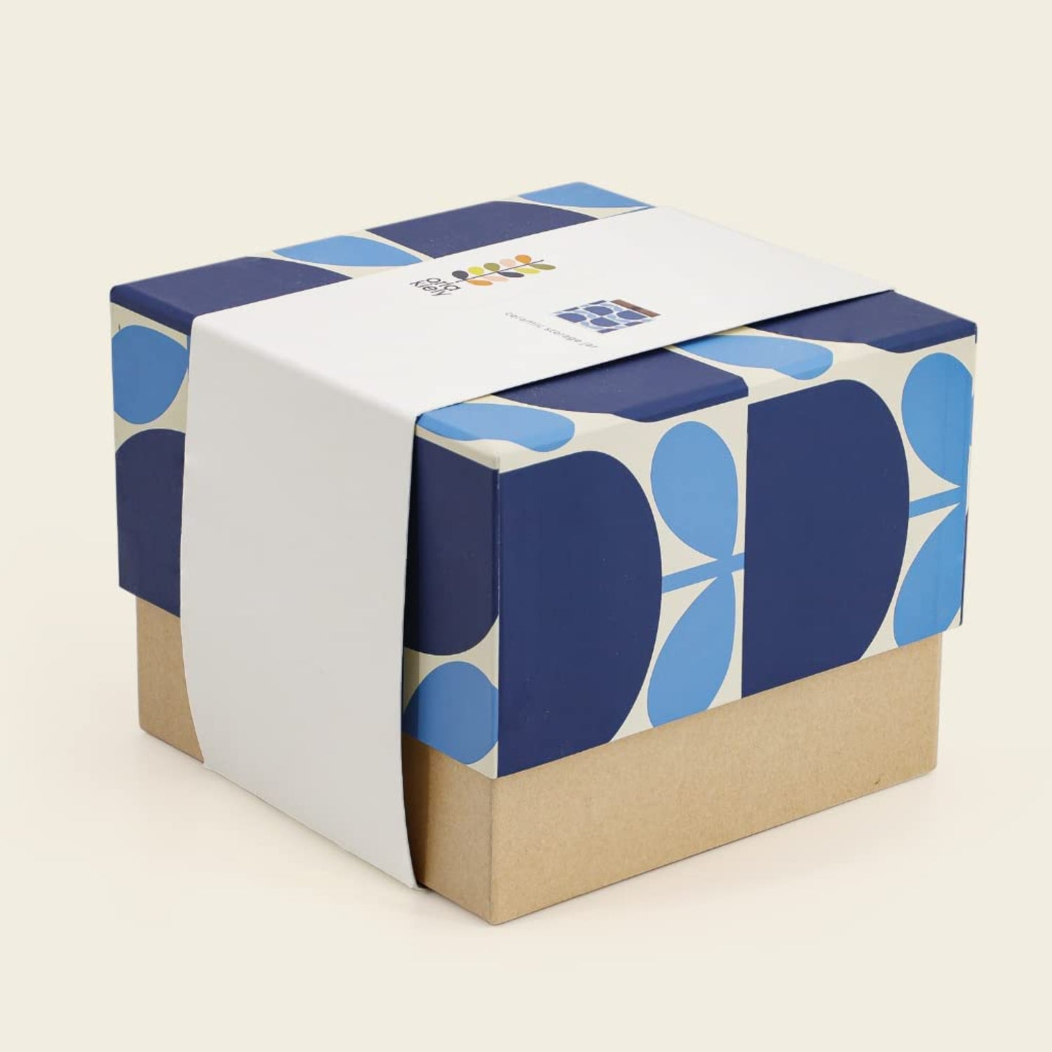 Orla Kiely Storage Jar with Wooden Lid Block Flower Design in Navy