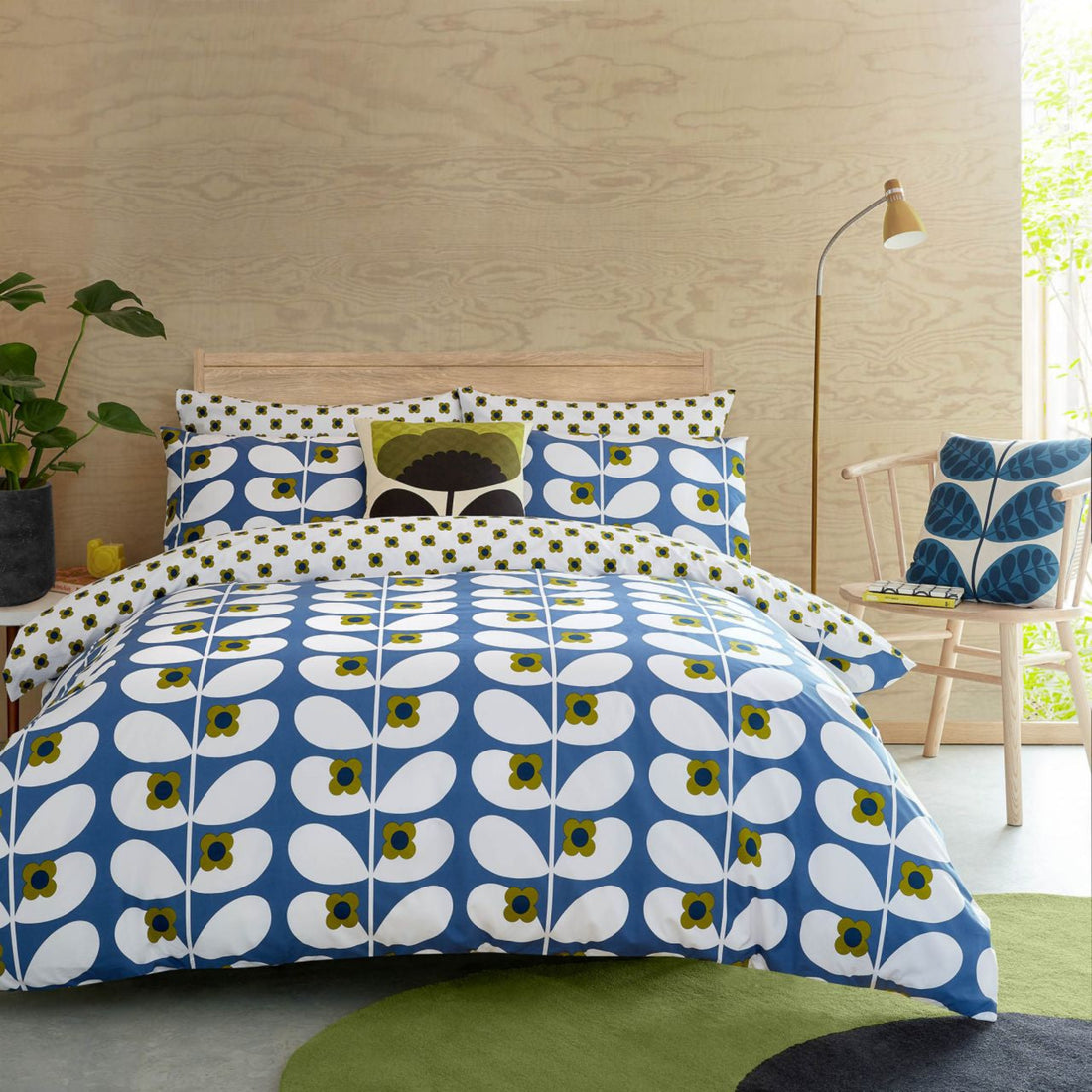 Orla Kiely Wild Rose Denim Blue Duvet Cover Set