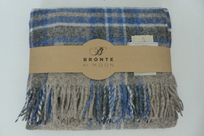 Bronte by Moon Check Grey & Blue Throw British Made