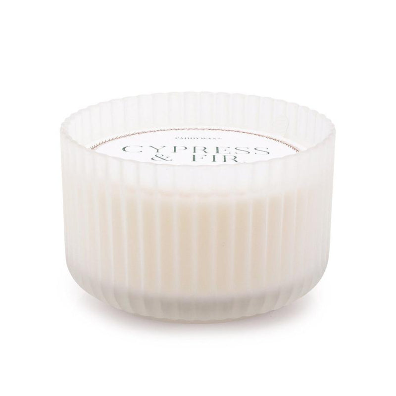 Paddywax Candle Cypress & Fir Ribbed Frosted 15oz