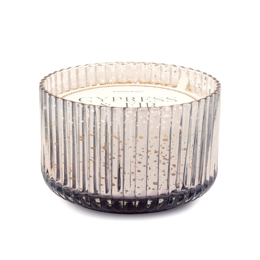 Paddywax Candles Cypress & Fir Ribbed Glass Silver 15oz