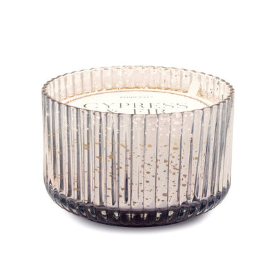 Paddywax Candles Cypress & Fir Ribbed Glass Silver 15oz