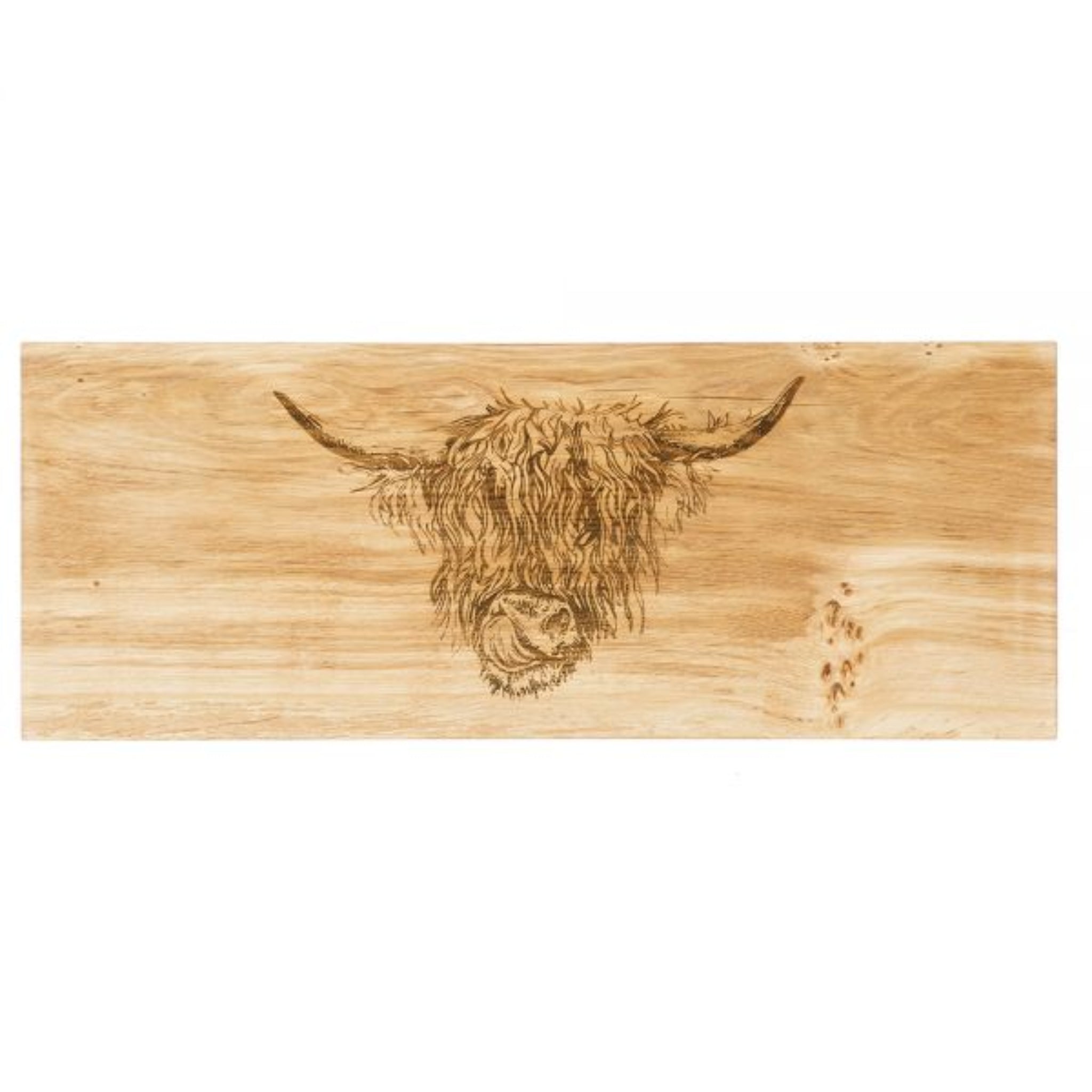 Selbrae House Oak Serving Board Highland Cow Large 60cm x 25cm