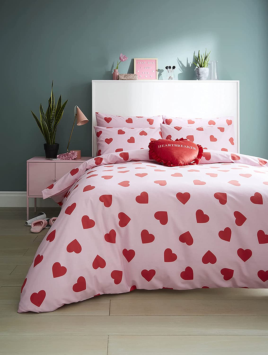 Skinny Dip Hearts Pink Duvet Cover Set Single