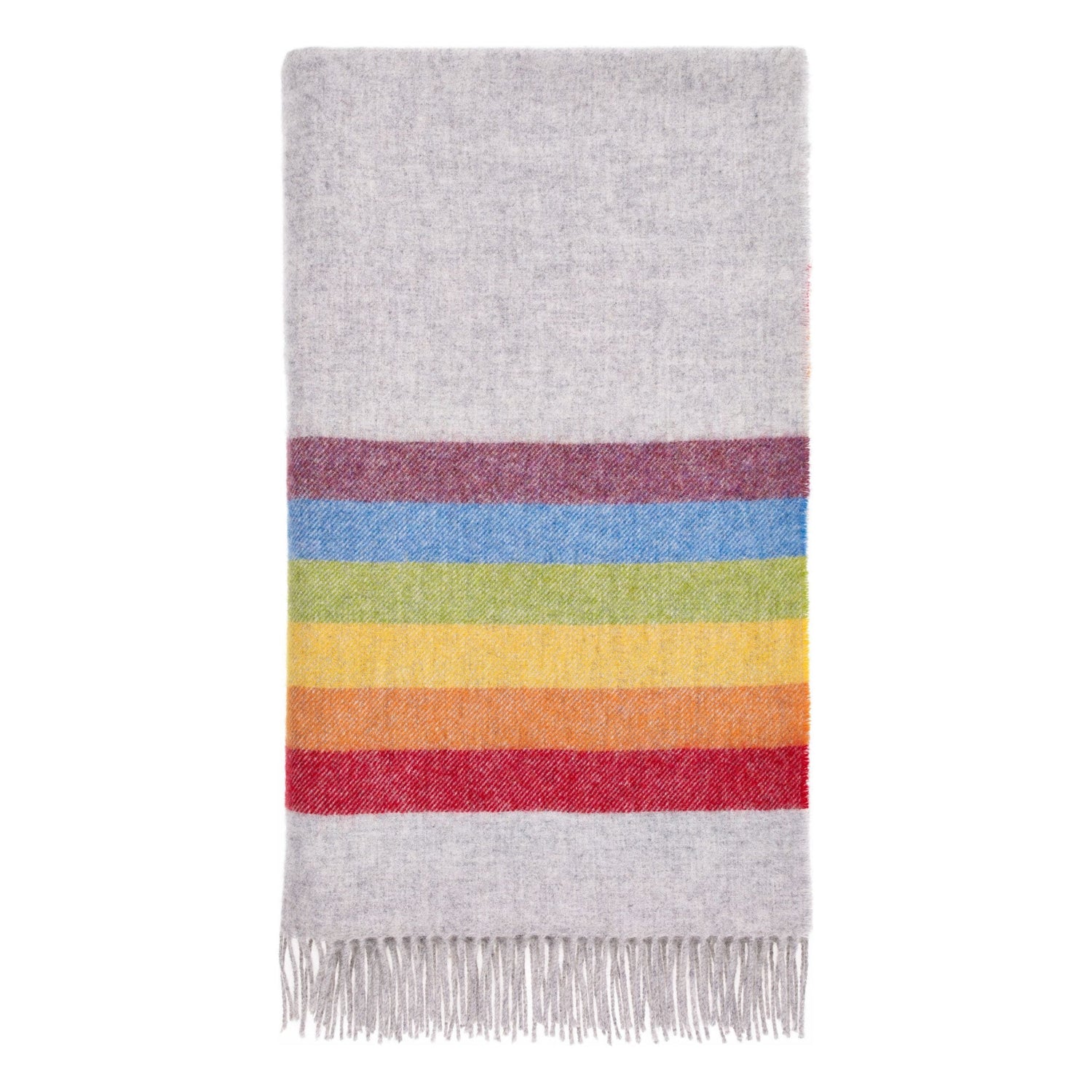 Bronte by Moon Rainbow Wool Throw Grey Multi 185cm x 140cm