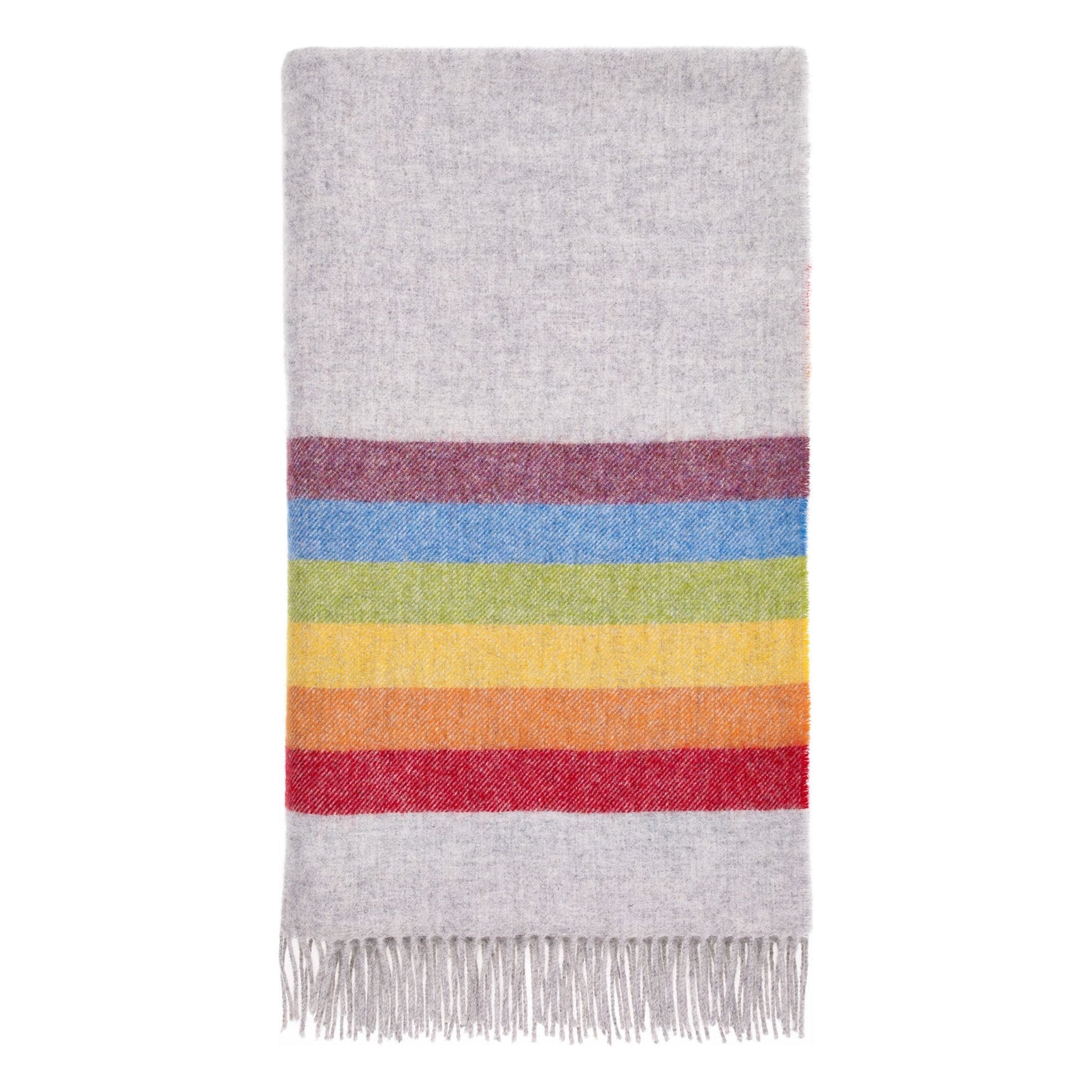 Bronte by Moon Rainbow Wool Throw Grey Multi 185cm x 140cm