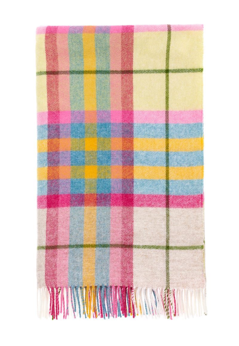 Bronte by Moon Falmouth Ivory & Pink Wool Throw 140cm x 185cm