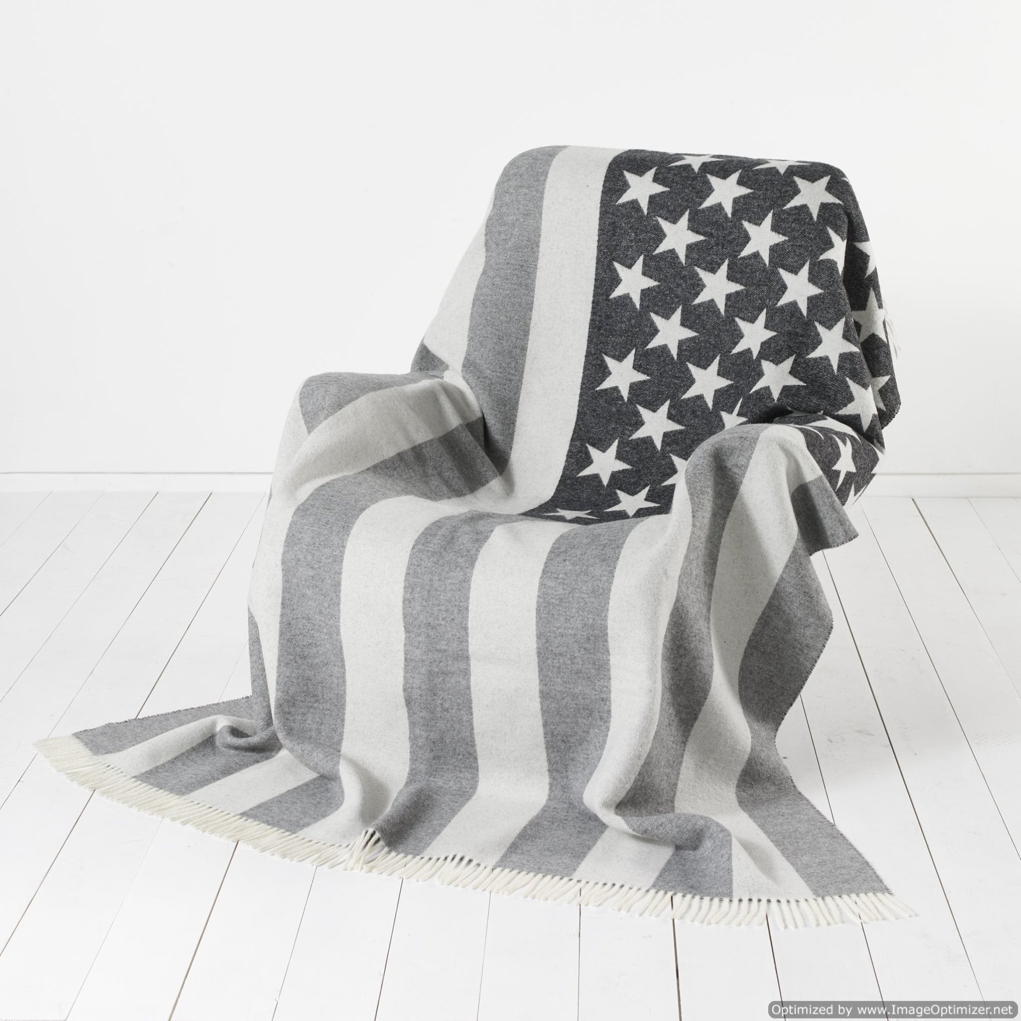 Bronte by Moon Stars &amp; Stripes American Flag Throw Grey