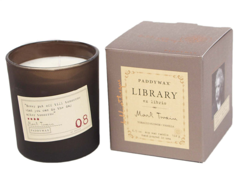 Paddywax Library Mark Twain Tobacco Flower & Vanilla  6oz Candle