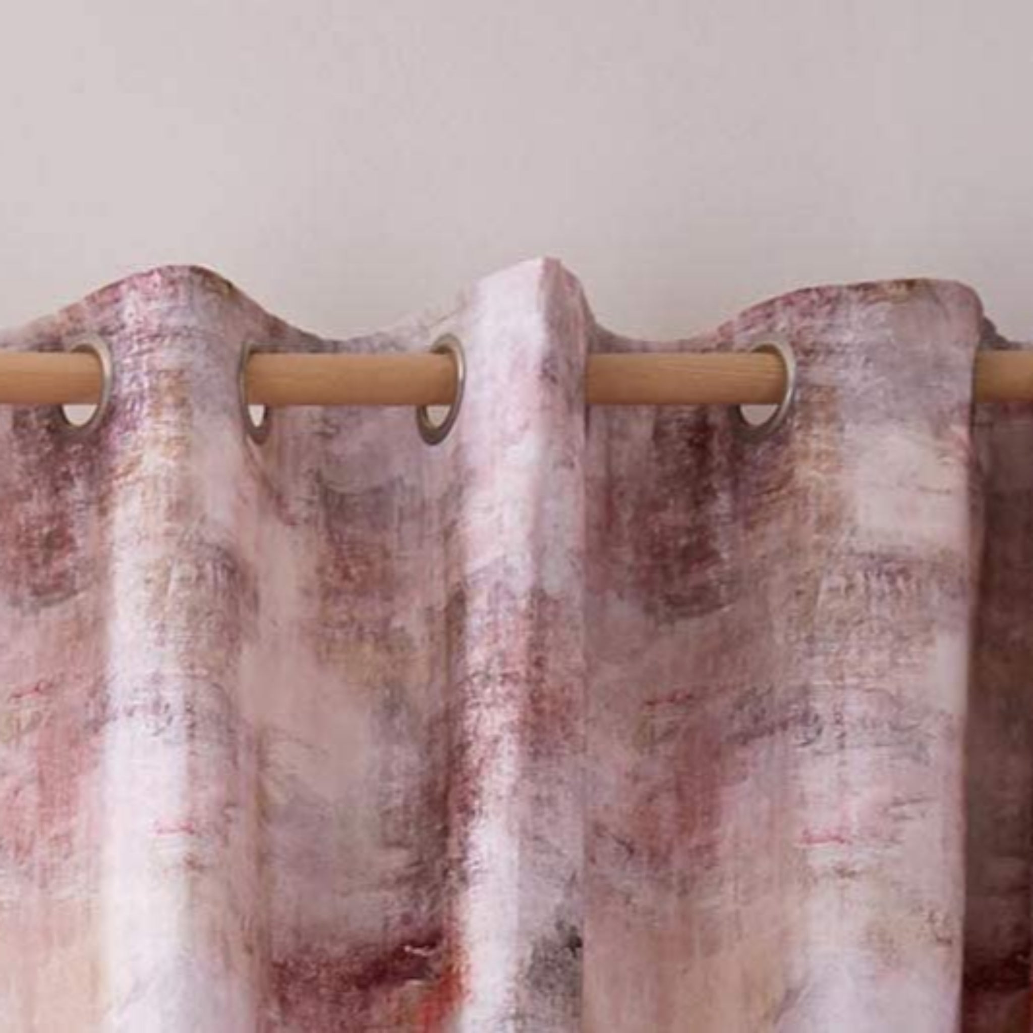 Voyage Maison Monet Amber Pink Watercolour Lined Eyelet Curtains