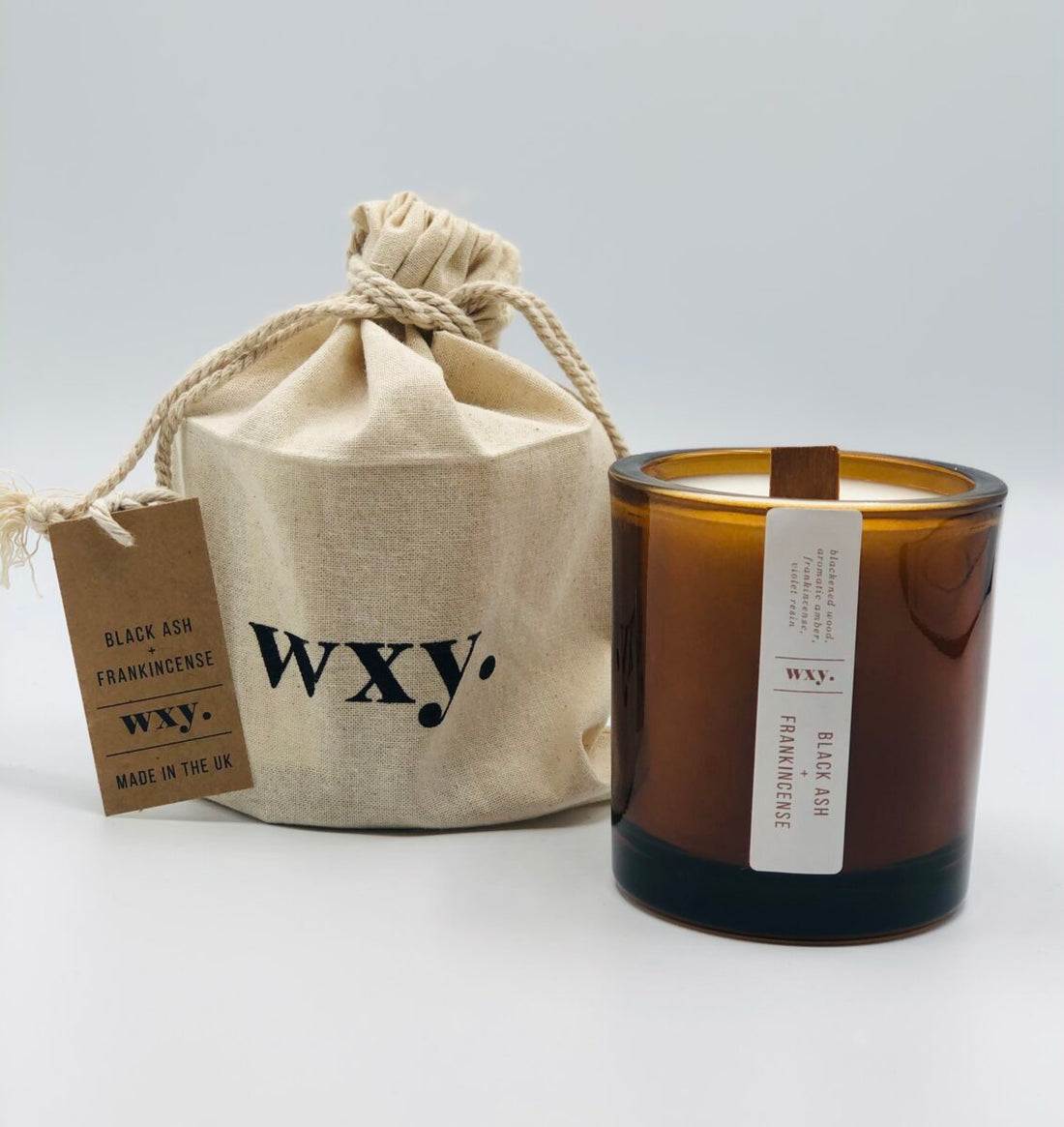 WXY Mini Amber Candle Black Ash &amp; Frankincense 5oz