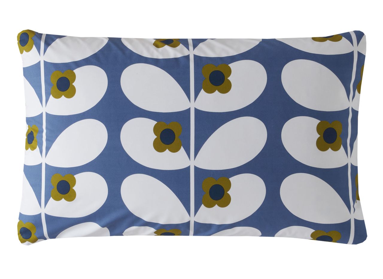 Orla Kiely Wild Rose Denim Blue Pillowcase Pair