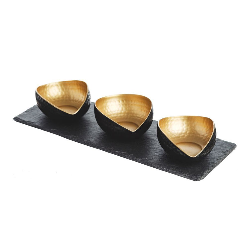 The Just Slate Company Deluxe Gold Mezze Set