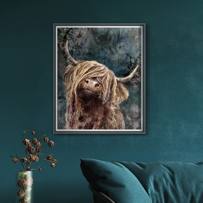 Dougie by Charlotte Oakley 64cm x 54cm Wall Art Highland Cow
