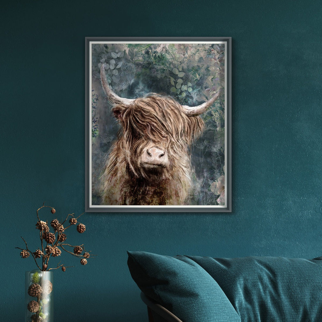 Dougal by Charlotte Oakley 64cm x 54cm Wall Art Highland Cow