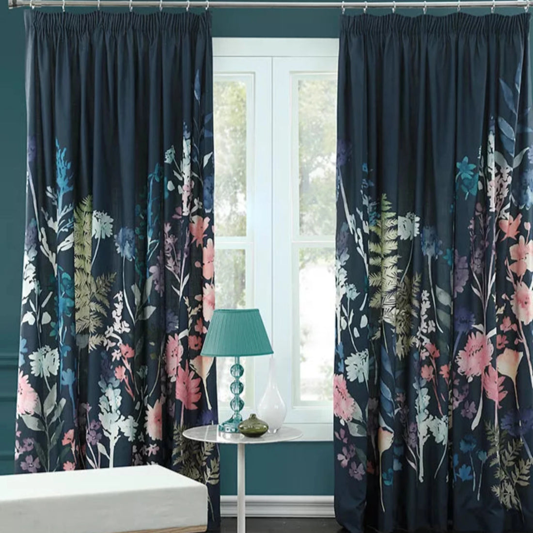 bluebellgray Peggy Pair Lined Pencil Pleat Curtains Midnight