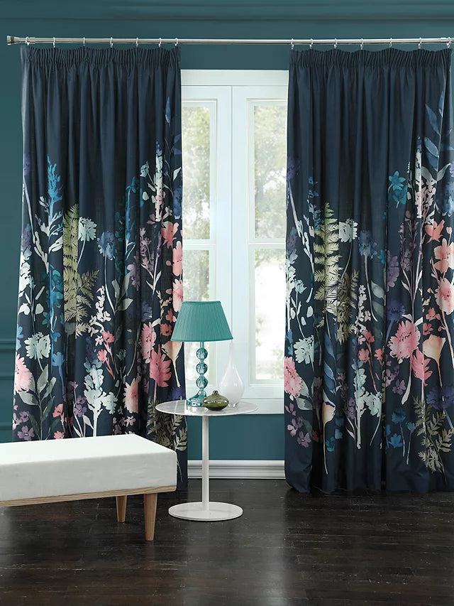 bluebellgray Peggy Pair Lined Pencil Pleat Curtains Midnight