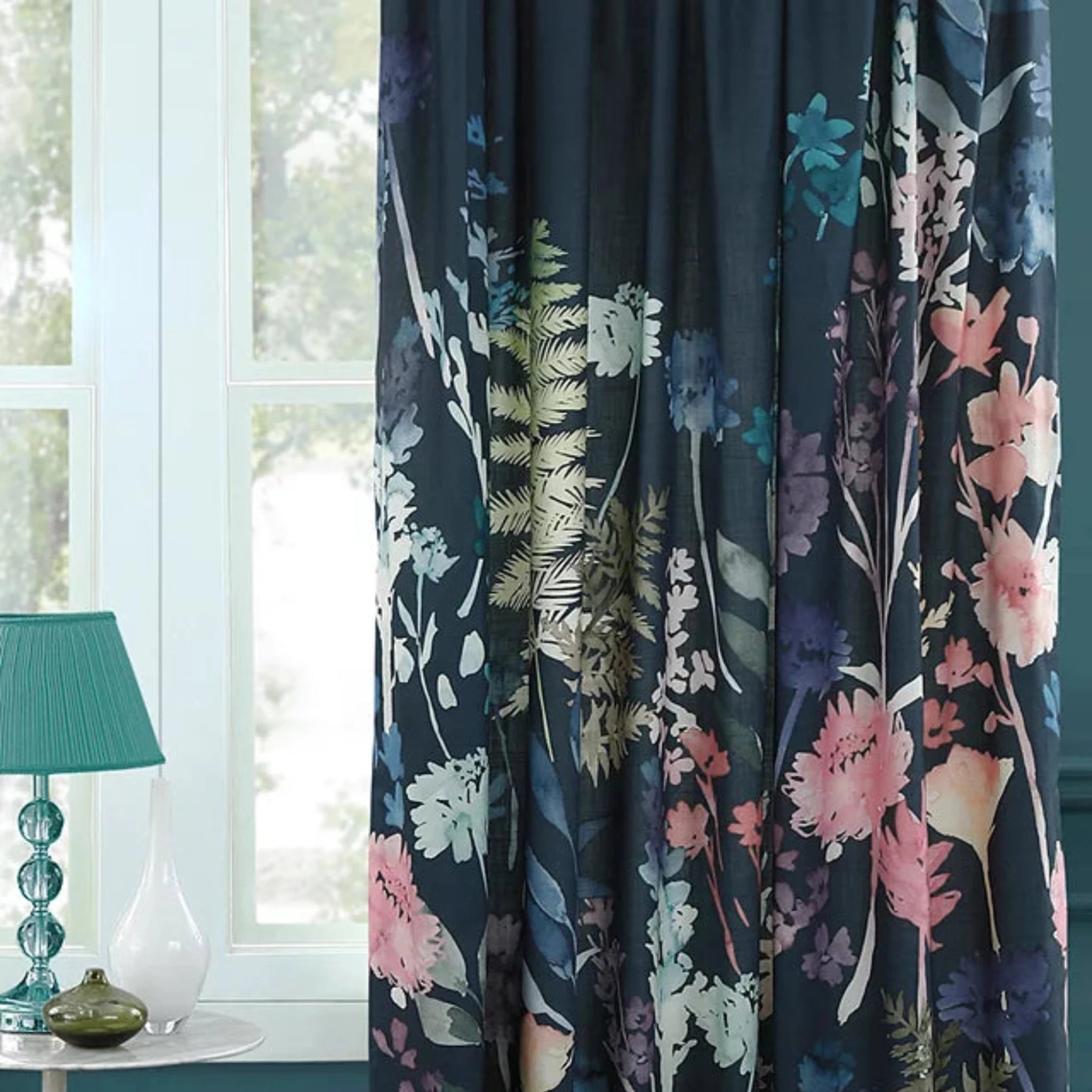 bluebellgray Peggy Pair Lined Pencil Pleat Curtains Midnight