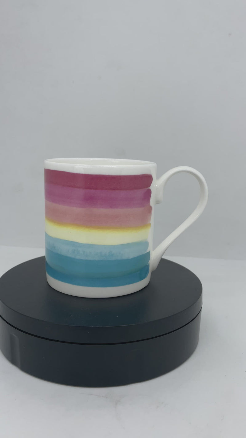 Bluebellgray Rainbow Stripe Teal Mug 300ml