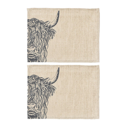 Selbrae House 2 Highland Cow Linen Placemats