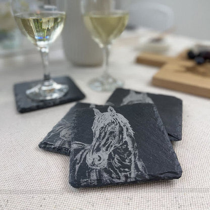 Selbrae House Horse Portrait Slate Coasters x 4