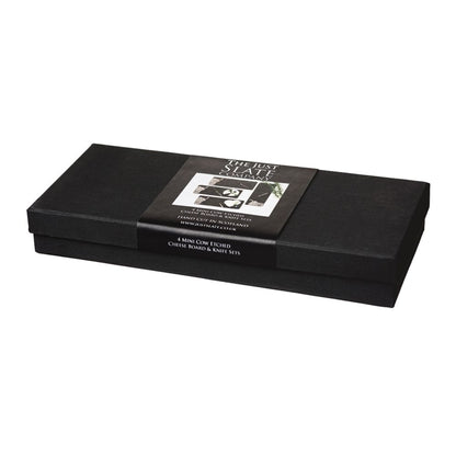 Selbrae House 4 Slate Mini Highland Cow Cheese Board &amp; Knife Set gift box