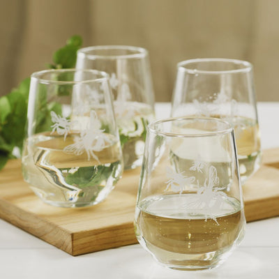 Just Slate Company Set of 4 Bee Stemless Glasses