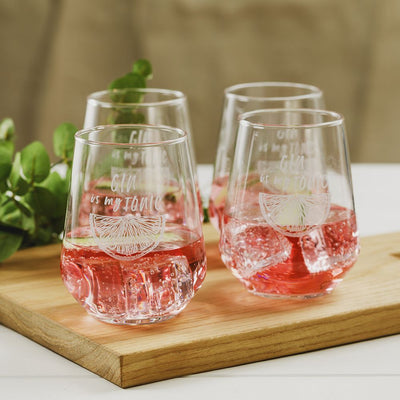 Just Slate Company Set of 4 Gin Tonic Stemless Glasses